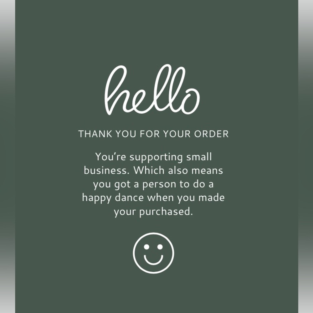 Hello (Thank you for your order) Cards Front and Back